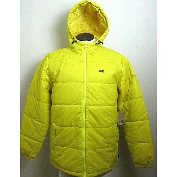 Vans Men's Woodridge Full Zip Water Resistant Puffer Jacket Sulphur Yellow Large - Picture 1 of 3